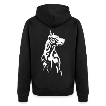 Tribal Hund Kopf - Unisex Premium Bio Zip Hoodie - Schwarz - Hinten - Nico (187cm)