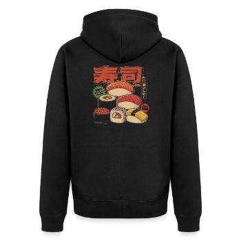 Sushi Retro Japan Style Illustration - Unisex Premium Organic Zip Hoodie - black - Back - Nico (187cm)