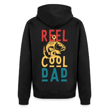 Reel Cool Dad Fishing – Funny Dad Gift - Unisex Premium Bio Zip Hoodie - Schwarz - Hinten - Nico (187cm)