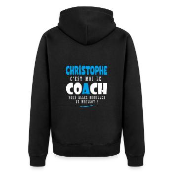 Chrsitophe coach prénom christophe - Veste à capuche bio Premium Unisexe - noir - Dos - Nico (187cm)