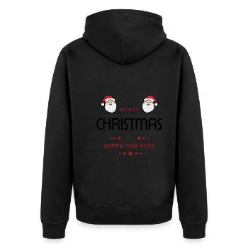 Weihnachten Merry Christmas Happy New Year - Unisex Premium Bio Zip Hoodie - Schwarz - Hinten - Nico (187cm)