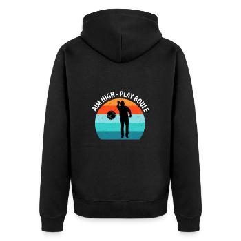 Boule Petanque Boccia Boules - Unisex Premium Bio Zip Hoodie - Schwarz - Hinten - Nico (187cm)