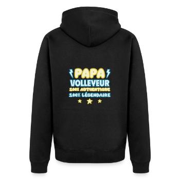 Papa volleyeur,Volley,Volleyball,fête des pères - Veste à capuche bio Premium Unisexe - noir - Dos - Nico (187cm)