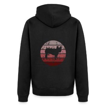 Frenchie, Chiens, Bully, Français Bulldog - Veste à capuche bio Premium Unisexe - noir - Dos - Nico (187cm)
