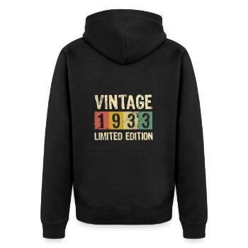 Vintage 1933 - Limited Edition Birthday - Unisex Premium Organic Zip Hoodie - black - Back - Nico (187cm)