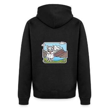 So ein niedliches Alpaka! Oder ist es ein Lama? - Unisex Premium Bio Zip Hoodie - Schwarz - Hinten - Nico (187cm)