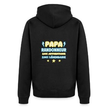 Papa randonneur,cadeau fête des pères,randonnée - Veste à capuche bio Premium Unisexe - noir - Dos - Nico (187cm)