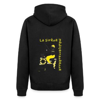Sirene Mediterranéenne Jaune Pêche - Veste à capuche bio Premium Unisexe - noir - Dos - Nico (187cm)