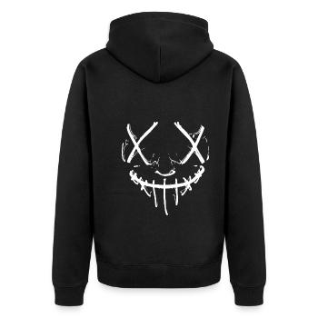 gruselige Horror Maske Halloween Purge Optik - Unisex Premium Bio Zip Hoodie - Schwarz - Hinten - Nico (187cm)