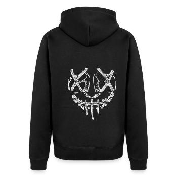 gruseliges Horror Gesicht Maske Halloween Clown - Unisex Premium Bio Zip Hoodie - Schwarz - Hinten - Nico (187cm)