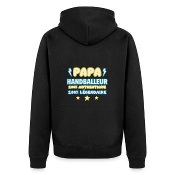 Papa handballeur,fête des pères,Handball,handball - Veste à capuche bio Premium Unisexe - noir - Dos - Nico (187cm)