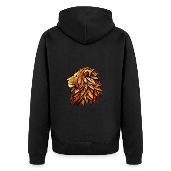 Lion d’automne fait de feuilles panachées - Veste à capuche bio Premium Unisexe - noir - Dos - Nico (187cm)