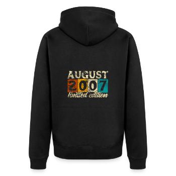 Edition Limitée Août 2007 Anniversaire - Cadeau - Veste à capuche bio Premium Unisexe - noir - Dos - Nico (187cm)