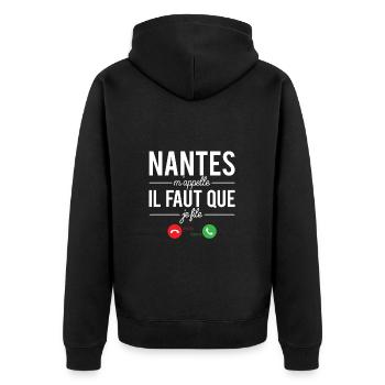 Nantes m'appelle il faut que je file ville france - Veste à capuche bio Premium Unisexe - noir - Dos - Nico (187cm)