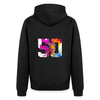 NUMBER 50 HOCKEY 50TH BIRTHDAY - Unisex Premium Organic Zip Hoodie - black - Back - Nico (187cm)