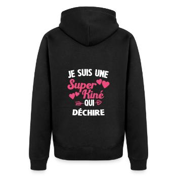 Je suis une Super kiné qui déchire - Veste à capuche bio Premium Unisexe - noir - Dos - Nico (187cm)