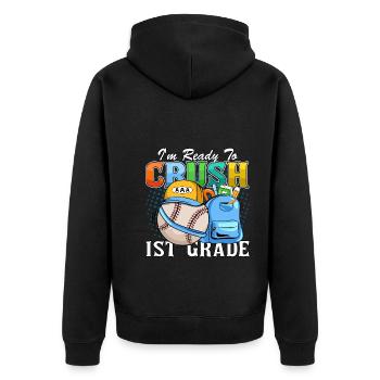 Je suis prêt à écraser les filles arc-en-ciel de 1ère année garçons - Veste à capuche bio Premium Unisexe - noir - Dos - Nico (187cm)