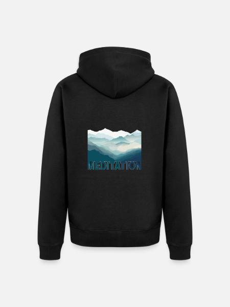 Mountain Meditation - Unisex Premium Bio Zip Hoodie - Schwarz