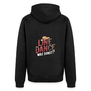 Line Dance Was sonst? Ich bin Line Dancer - Unisex Premium Bio Zip Hoodie - Schwarz - Hinten - Nico (187cm)
