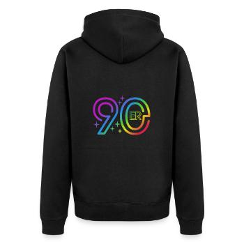 90er Jahre - bunter Regenbogen - retro - Unisex Premium Bio Zip Hoodie - Schwarz - Hinten - Nico (187cm)