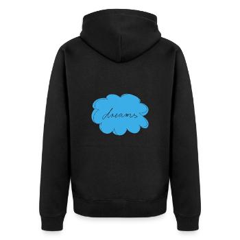 Dreams - Unisex Premium Bio Zip Hoodie - Schwarz - Hinten - Nico (187cm)