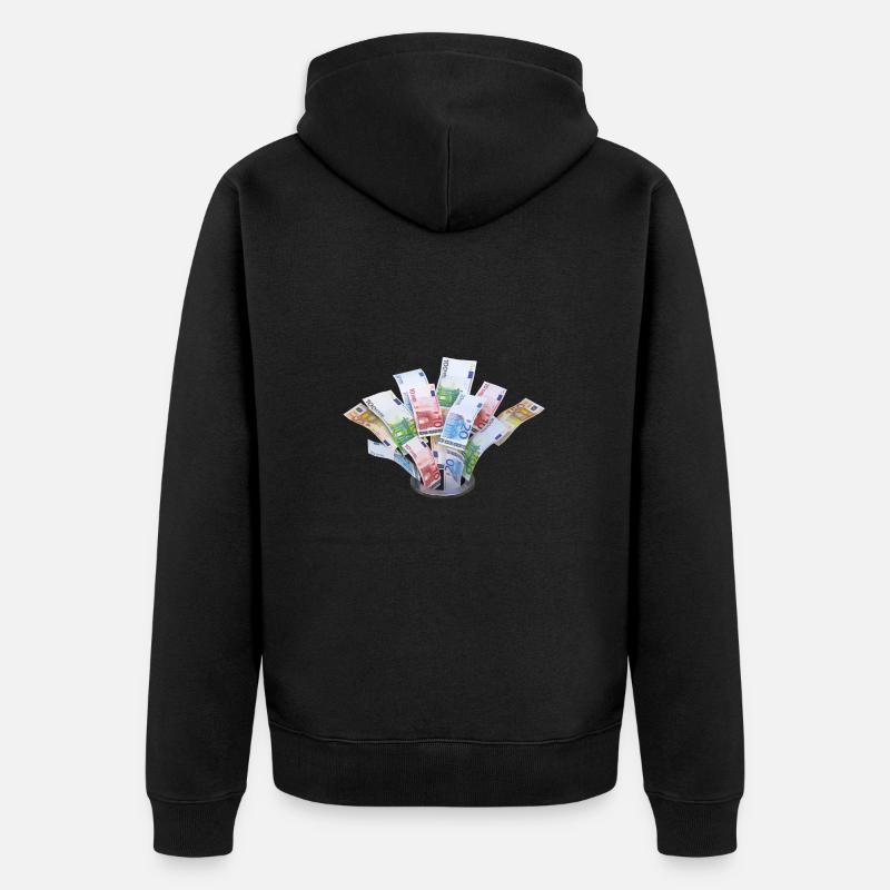 Geldverschwendung 3D - Unisex Premium Bio Zip Hoodie - Schwarz
