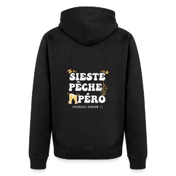 Pêche humour pêcheur sieste pêche apéro - Veste à capuche bio Premium Unisexe - noir - Dos - Nico (187cm)