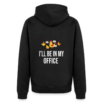 Poule Jardinier Ich werde in meinem Büro sein Gartengeschenk - Unisex Premium Bio Zip Hoodie - Schwarz - Hinten - Nico (187cm)