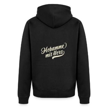 Hebamme mit Herz - Motivation und Erfolg - Unisex Premium Bio Zip Hoodie - Schwarz - Hinten - Nico (187cm)