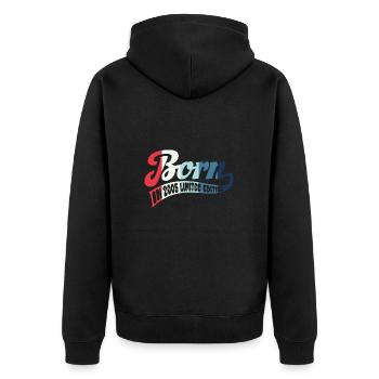 Born in 2005 - Limited Edition - Birthday - Unisex Premium Organic Zip Hoodie - black - Back - Nico (187cm)