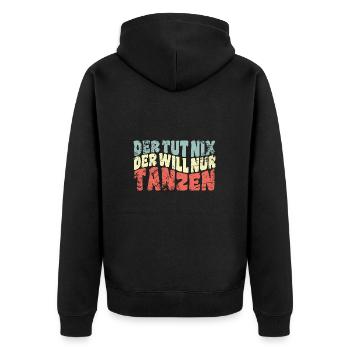 Der tut nix, der will nur tanzen - Party Spruch - Unisex Premium Bio Zip Hoodie - Schwarz - Hinten - Nico (187cm)