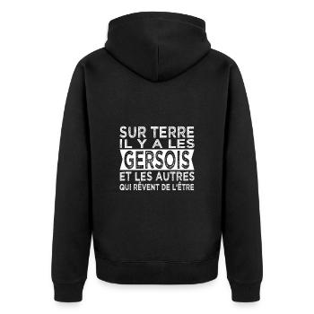 sur terre les Gersois et les autres Humour Gers - Veste à capuche bio Premium Unisexe - noir - Dos - Nico (187cm)