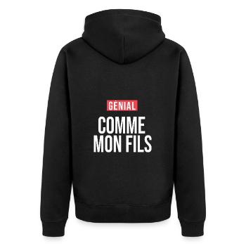 Génial comme mon fils humour drôle papa fête - Veste à capuche bio Premium Unisexe - noir - Dos - Nico (187cm)