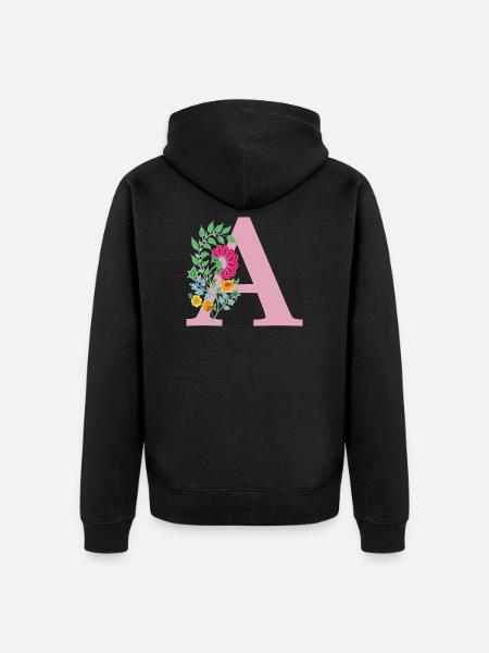 flower 12 red with a - Unisex Premium Organic Zip Hoodie - black