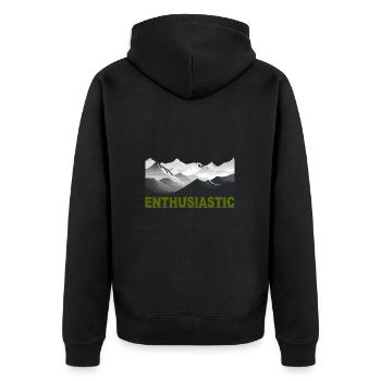 Mountain Enthusiastic - Unisex Premium Bio Zip Hoodie - Schwarz - Hinten - Nico (187cm)