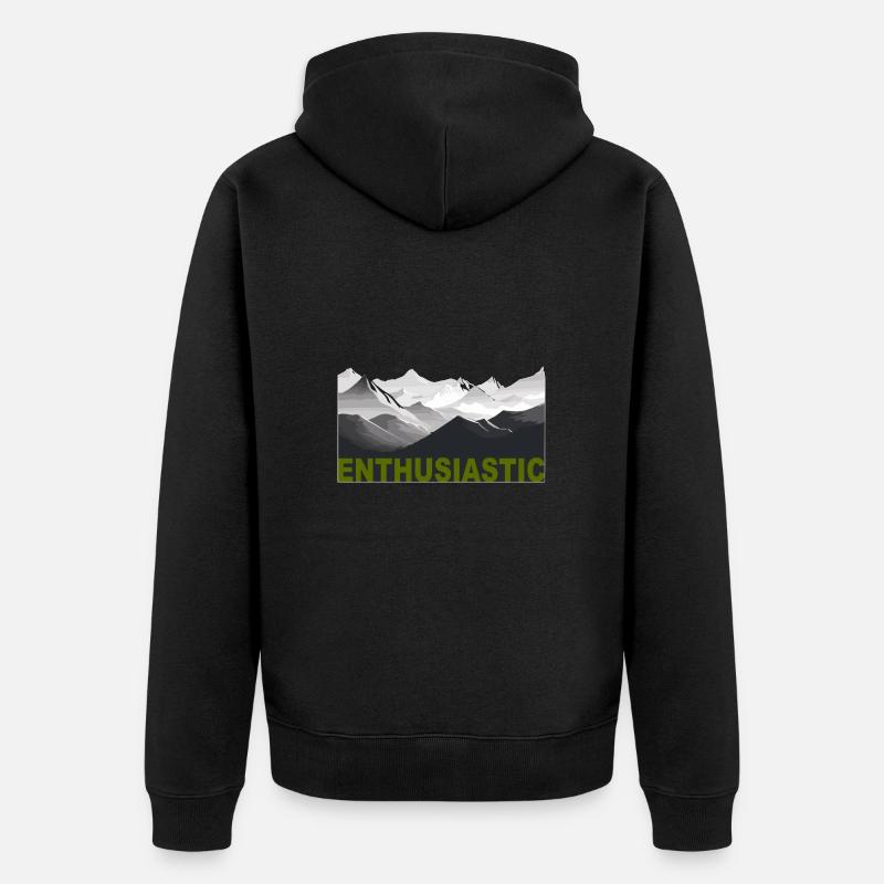 Mountain Enthusiastic - Unisex Premium Bio Zip Hoodie - Schwarz