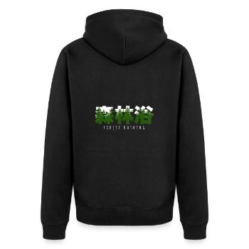 Shinrin yoku - Waldbaden - Waldmeditation - Unisex Premium Bio Zip Hoodie - Schwarz - Hinten - Nico (187cm)
