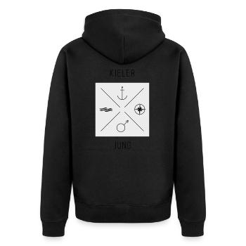 Kieler Jung - Unisex Premium Bio Zip Hoodie - Schwarz - Hinten - Nico (187cm)