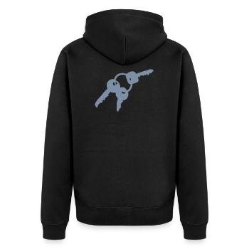 Keychain - keys - key - Unisex Premium Organic Zip Hoodie - black - Back - Nico (187cm)