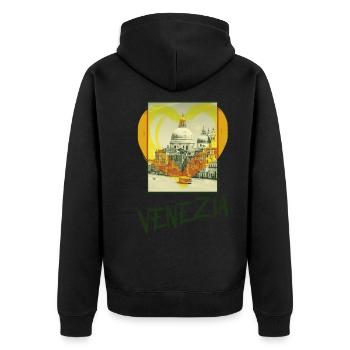 Venedig Italien Stadt Skyline Herz Liebe Heimat - Unisex Premium Bio Zip Hoodie - Schwarz - Hinten - Nico (187cm)