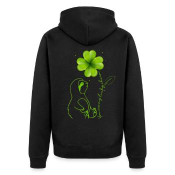 You Are My Lucky Charm Sloth Shamrock - Unisex Premium Organic Zip Hoodie - black - Back - Nico (187cm)