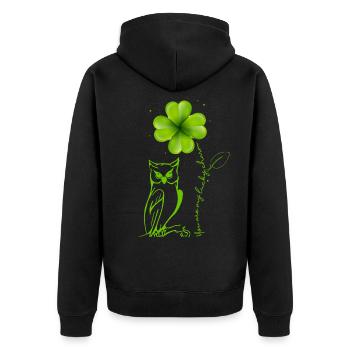 You Are My Lucky Charm Eule Kleeblatt - Unisex Premium Bio Zip Hoodie - Schwarz - Hinten - Nico (187cm)