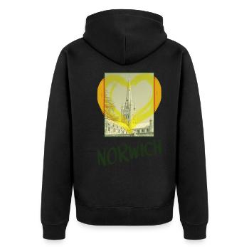Norwich England City Skyline Heart Love Home - Veste à capuche bio Premium Unisexe - noir - Dos - Nico (187cm)