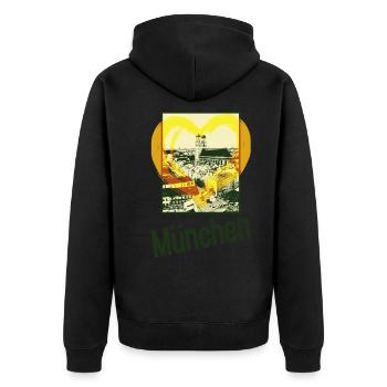 Munich Germany Bavaria City Skyline Heart - Unisex Premium Organic Zip Hoodie - black - Back - Nico (187cm)