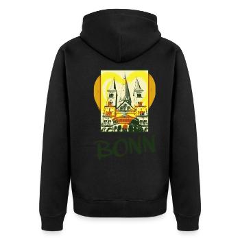 Bonn Deutschland Stadt Skyline Herz Liebe - Unisex Premium Bio Zip Hoodie - Schwarz - Hinten - Nico (187cm)