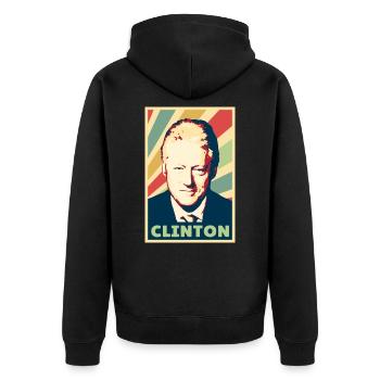 Bill Clinton Vintage Colors - Unisex Premium Organic Zip Hoodie - black - Back - Nico (187cm)