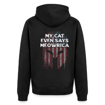 Mon chat dit même Meowrica American Independence - Veste à capuche bio Premium Unisexe - noir - Dos - Nico (187cm)