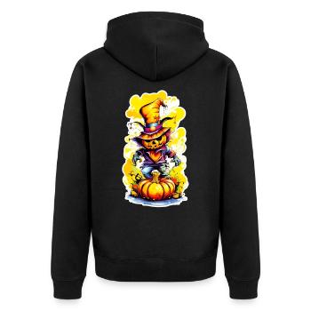 Jack o Lantern 03 - Unisex Premium Bio Zip Hoodie - Schwarz - Hinten - Nico (187cm)