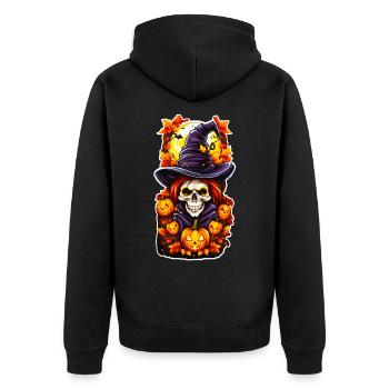 Halloween Horror Totenkopfschädel - Unisex Premium Bio Zip Hoodie - Schwarz - Hinten - Nico (187cm)