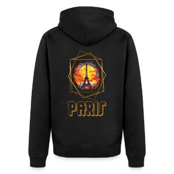 Paris, Eiffel Tower, France, City, Skyline, Art - Unisex Premium Organic Zip Hoodie - black - Back - Nico (187cm)